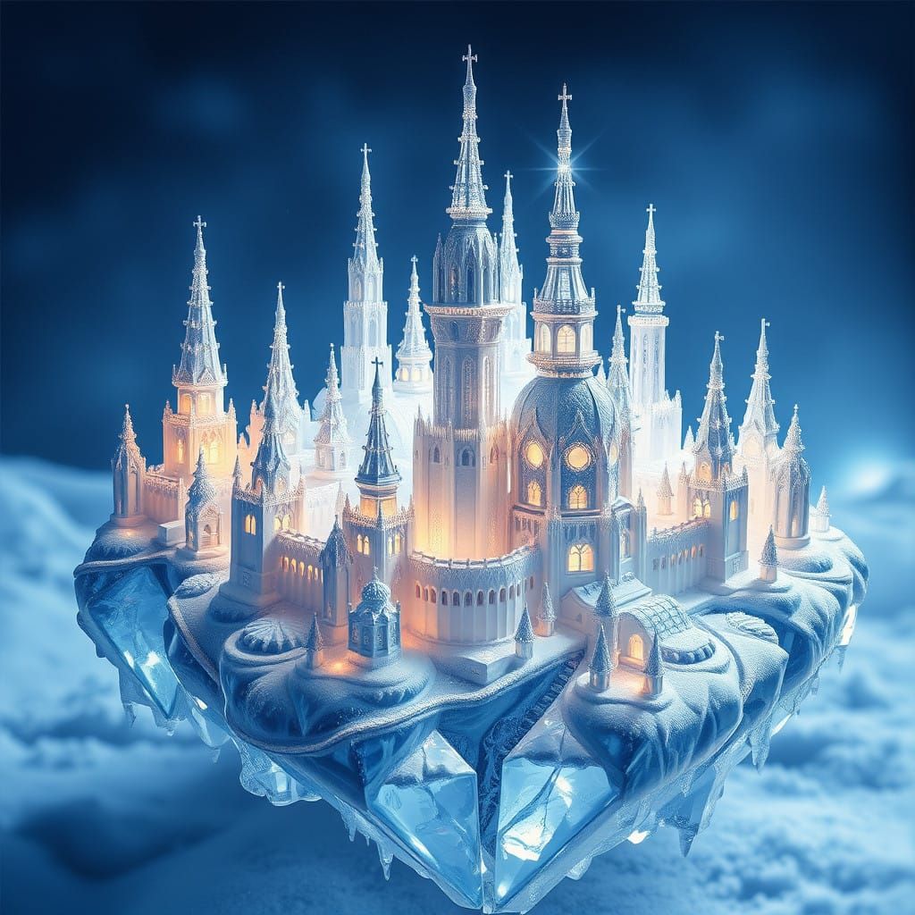 Frozen Crystal Metropolis Suspended in Mid-Air