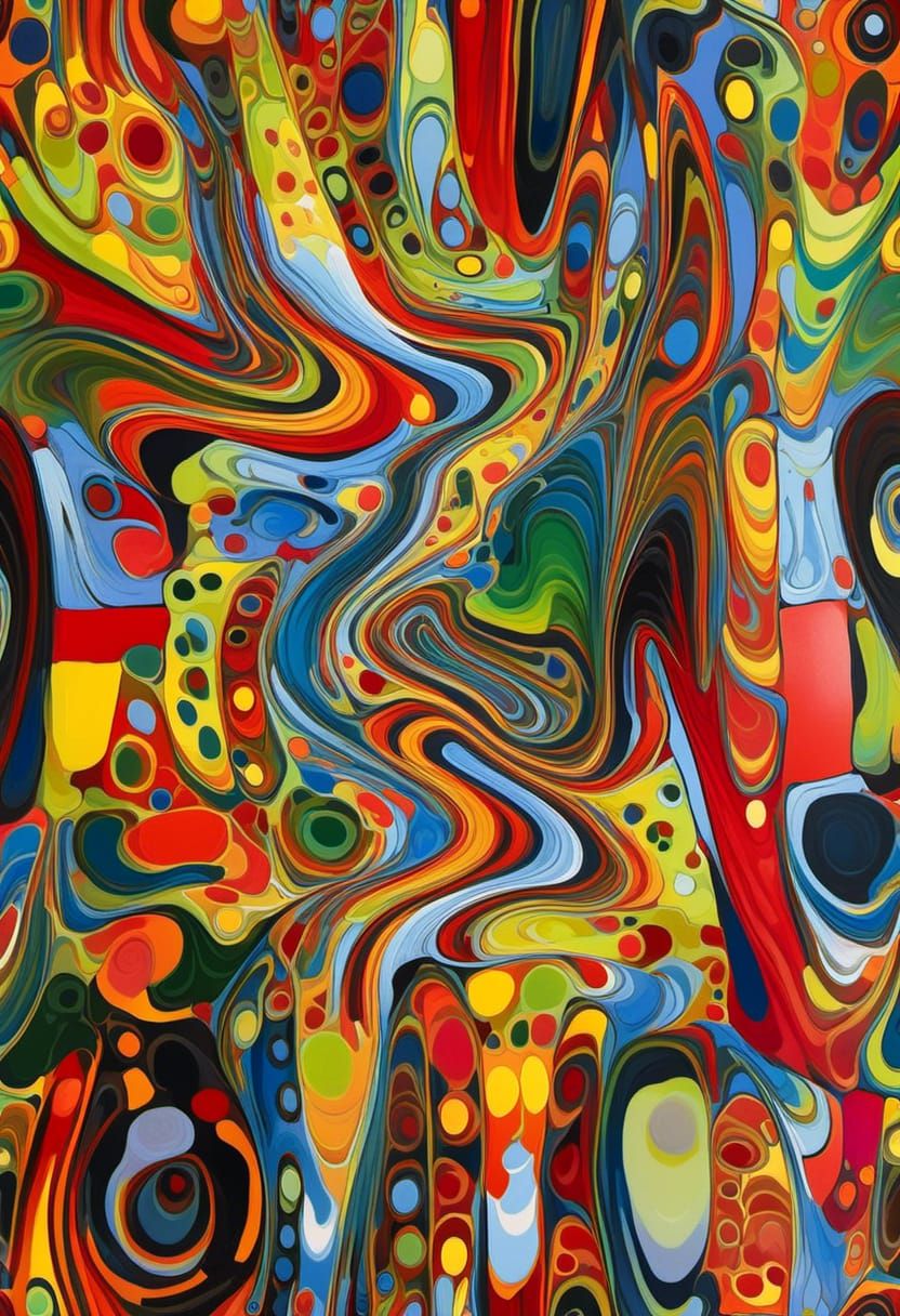 Dynamic Abstract Swirls in Complementary Colors