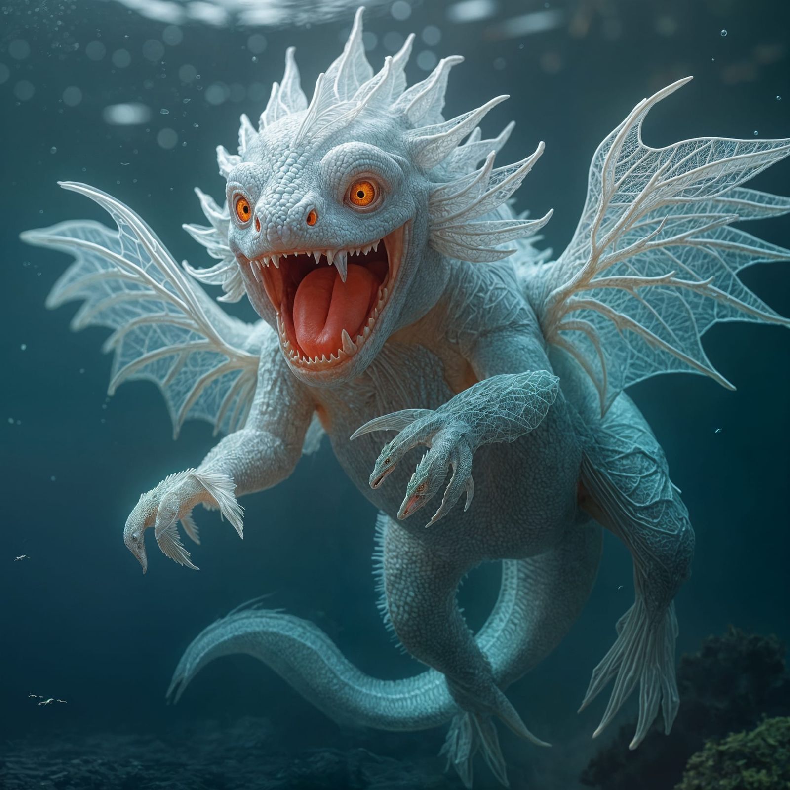 Lace Art Ghost Dragon in Ocean