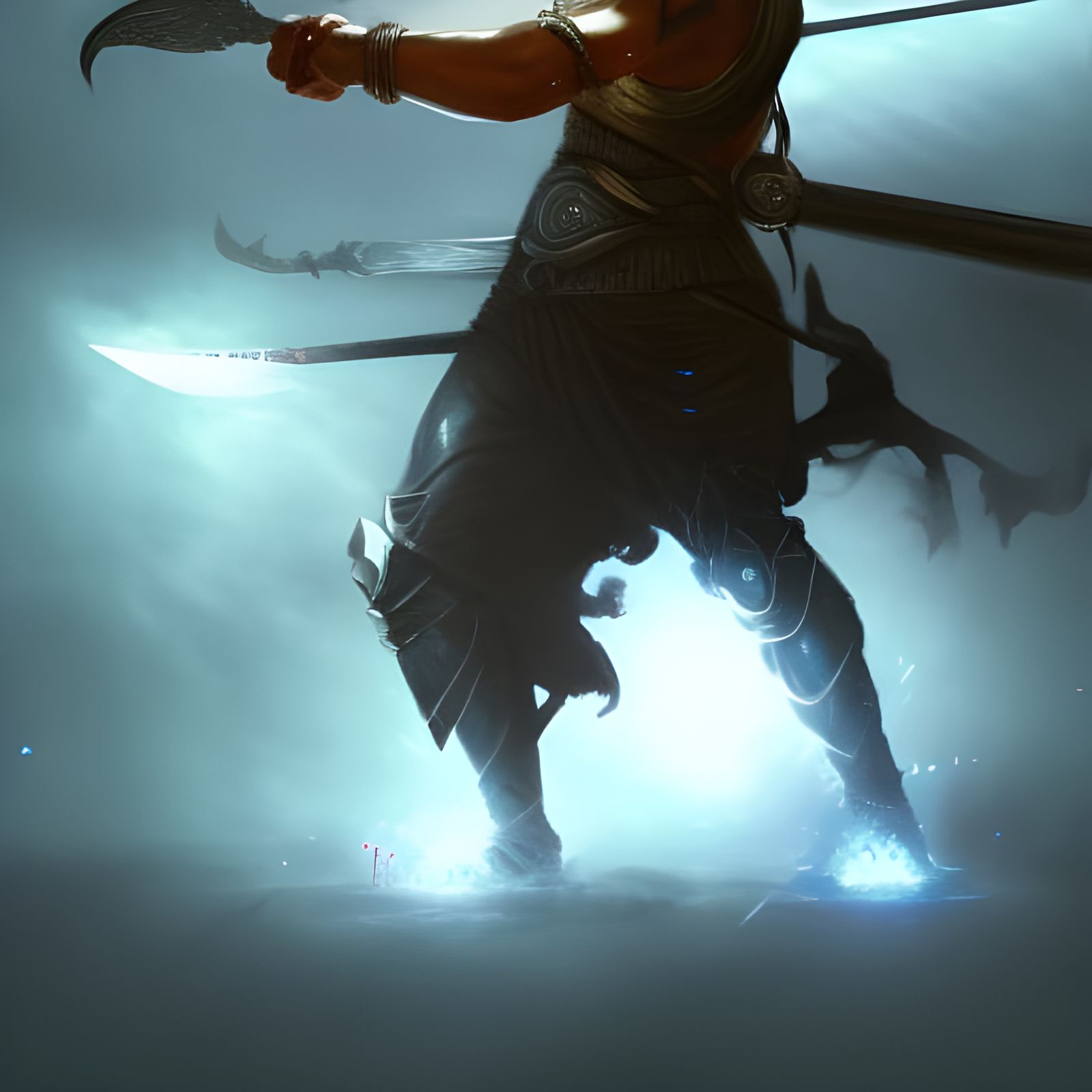 Lord Krishna with Sudarshana Chakra: Dark Fantasy Art