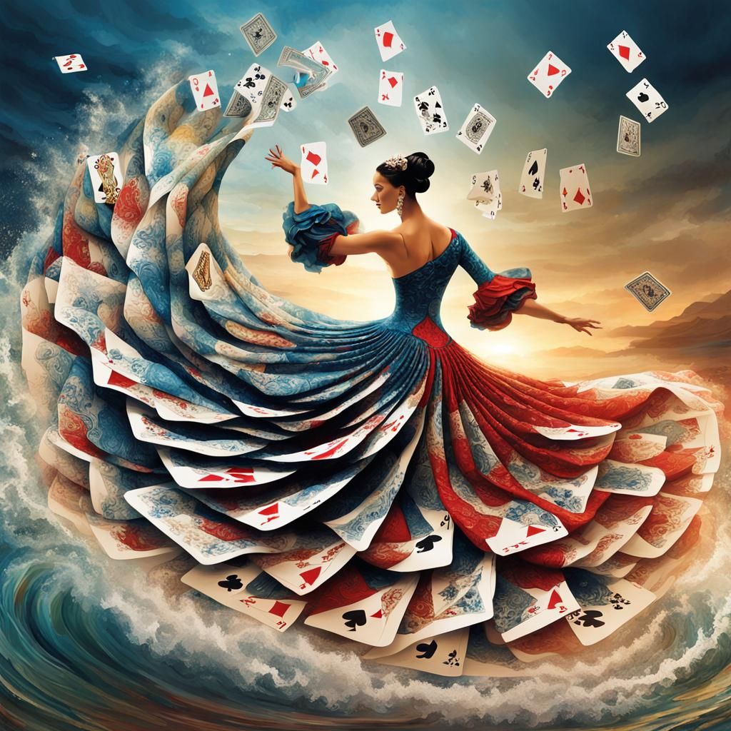 Flamenco Dancer's Enchanting Card Dress Creates Sea