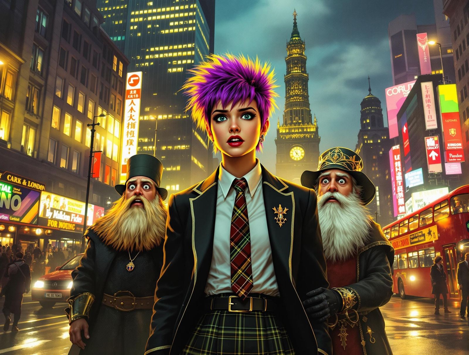 Teenage Girl as 1970s School Uniform in London Street Scene