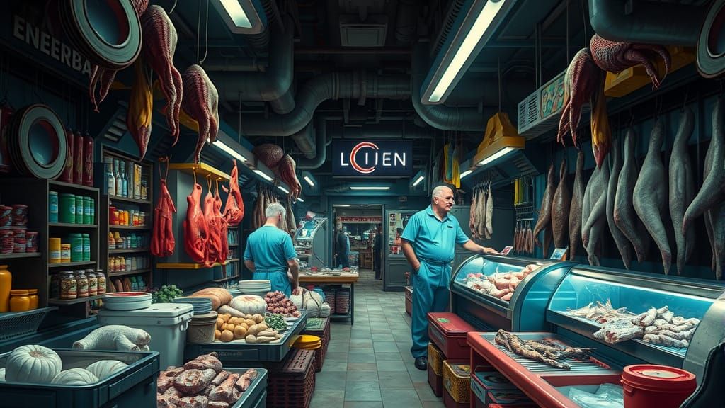 Extraterrestrial Meat Market in Unreal Engine 5 Style