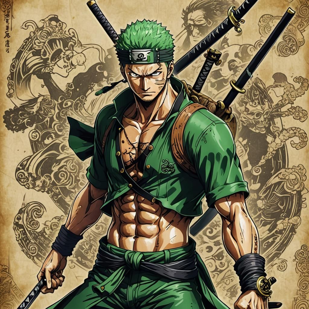 Roronoa Zoro Anime Digital Art in 8K