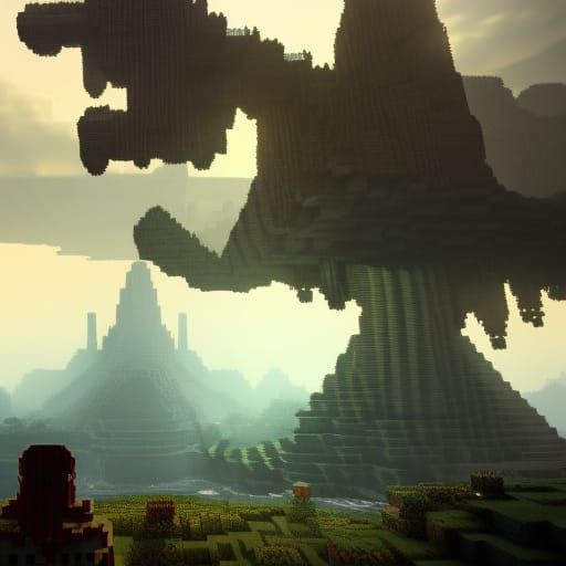 Minecraft Landscape in Dark Fantasy Concept Art