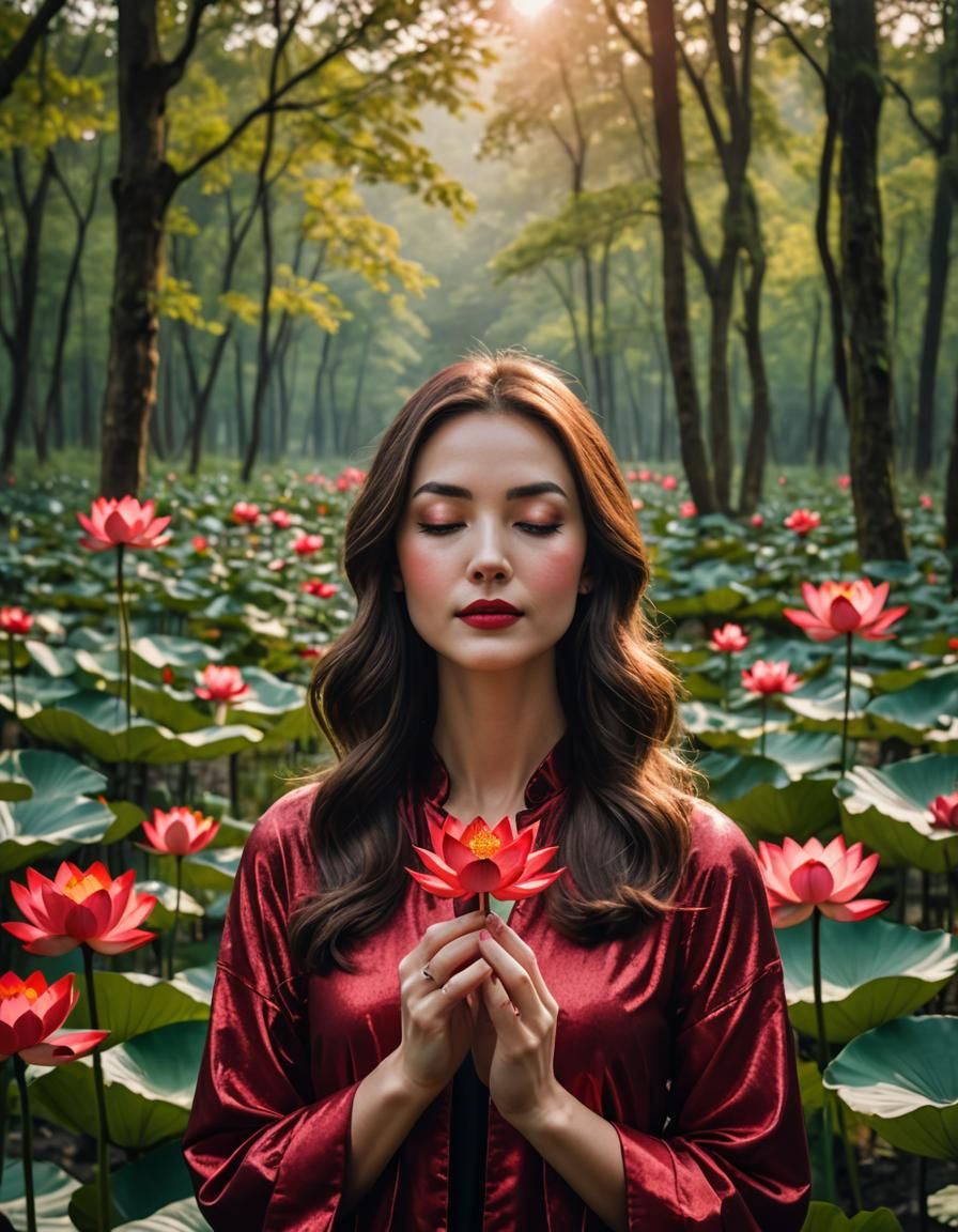 The red lotus flower.