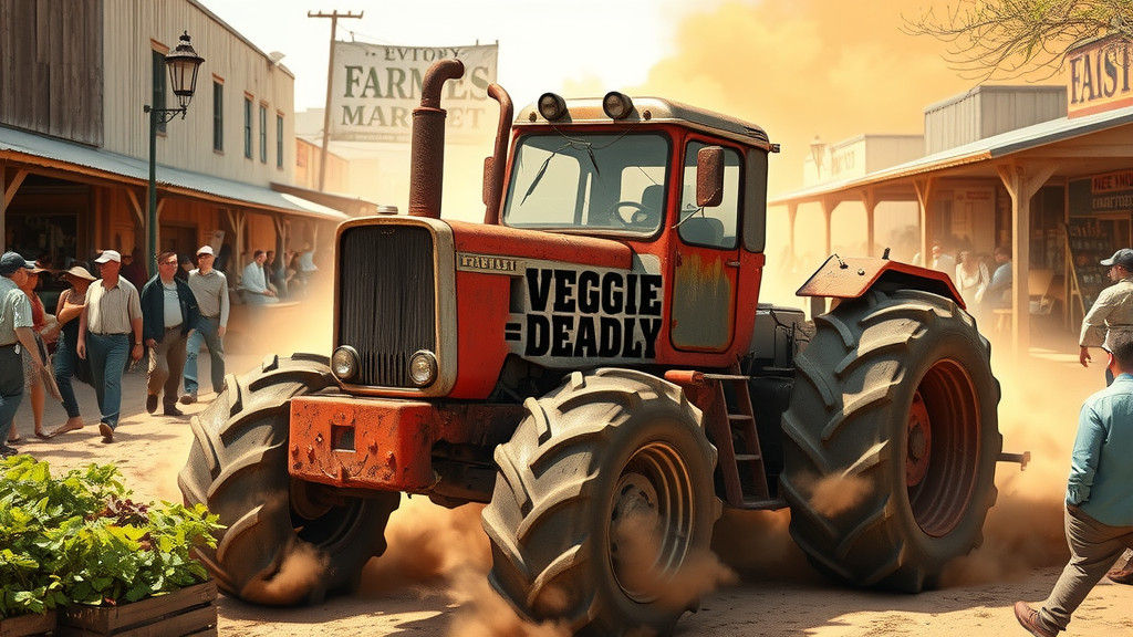 Sentient Tractor Rampages Farmer's Market in Pixar Style