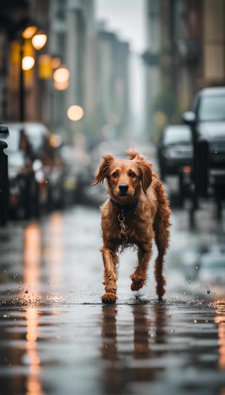 Dog Walks in Rainy City: Professional Photography