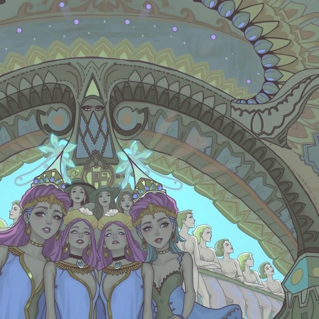 Captivating Goddess with Curved Smile in Dreamlike Digital P...