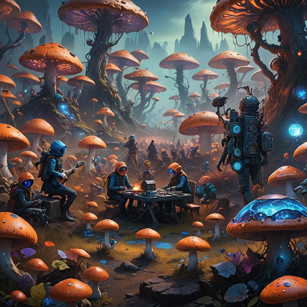 Psychedelic Martian Mushroom Festival Concept Art