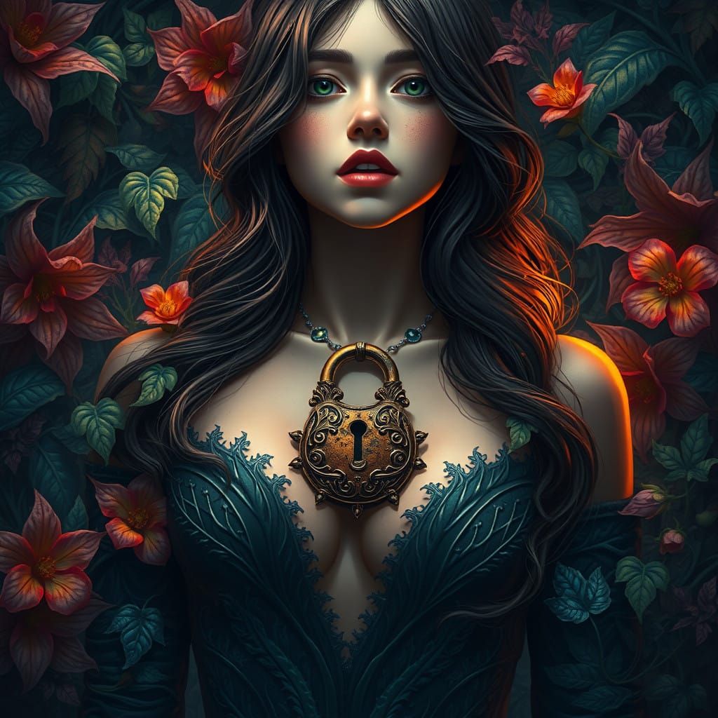 Enchanted Woman with Padlock Heart