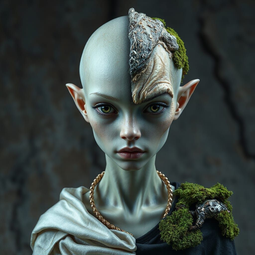 Dual Nature Portrait: Child and Elder Woman in 3D