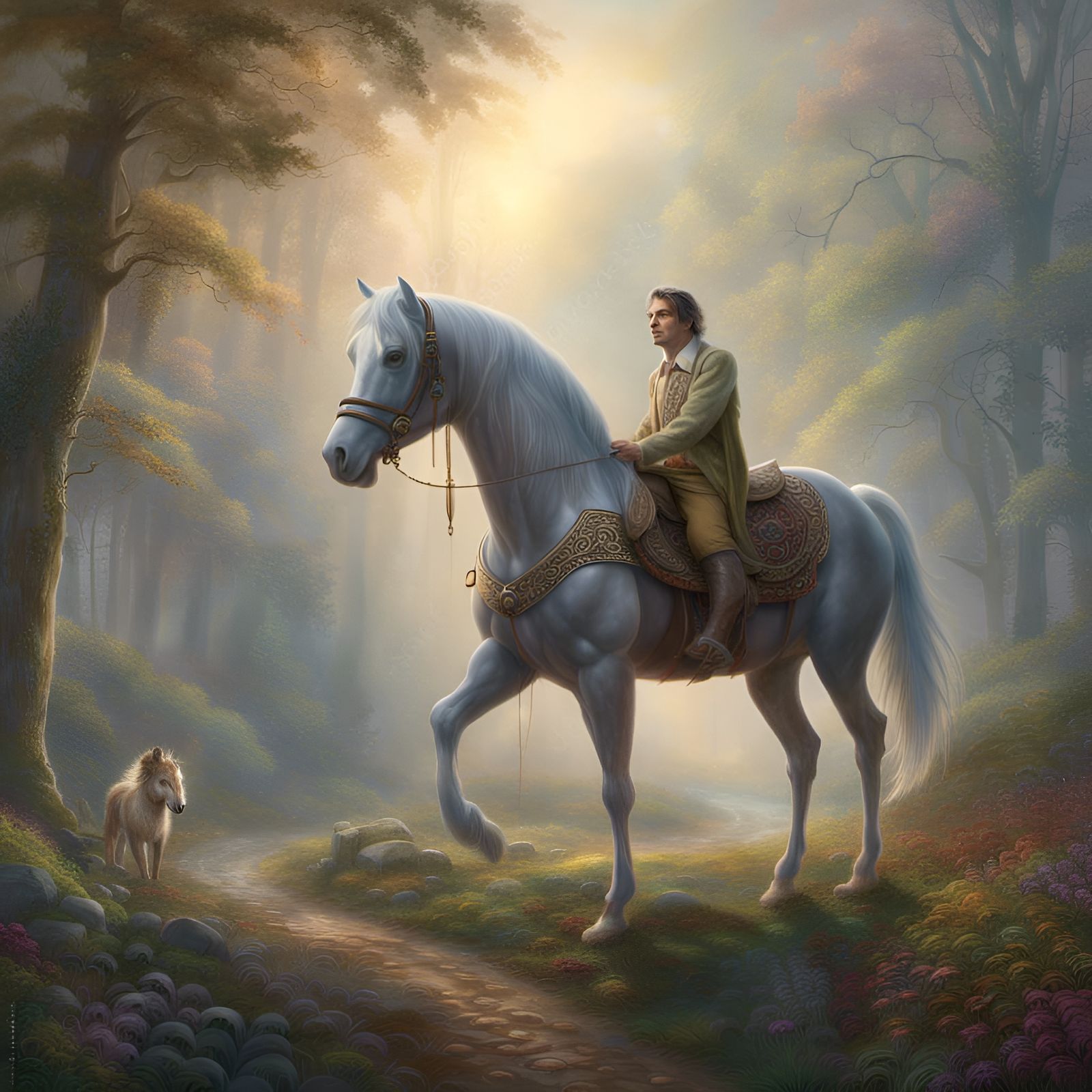 Ethereal Centaur in Forest, Hyperdetailed Fantasy Art