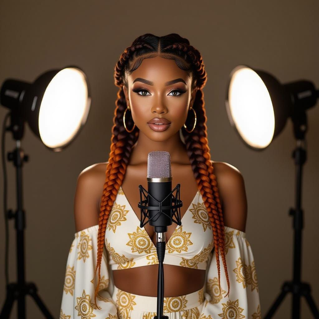 Elegant Black Woman Poses for Ultra-Realistic Portrait