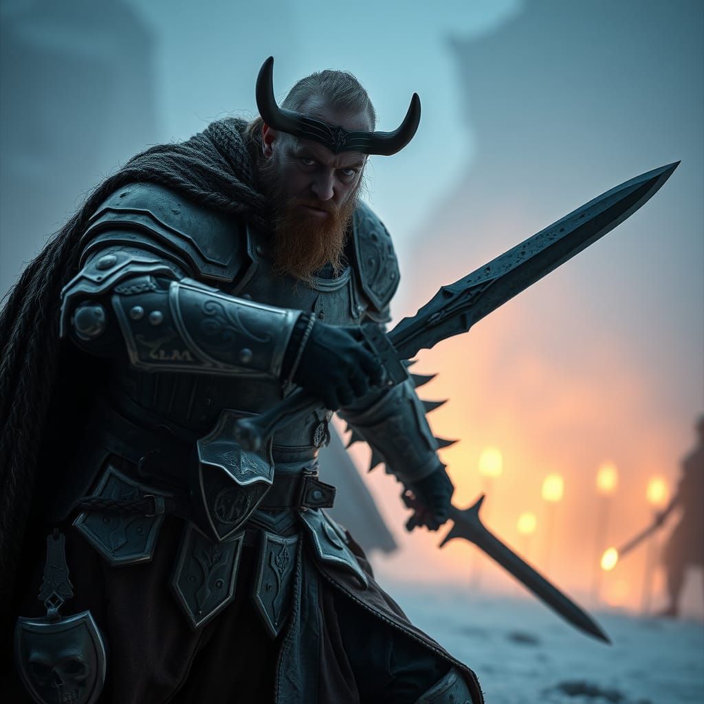 Knight vs Vampire Viking Lord on Frozen Island