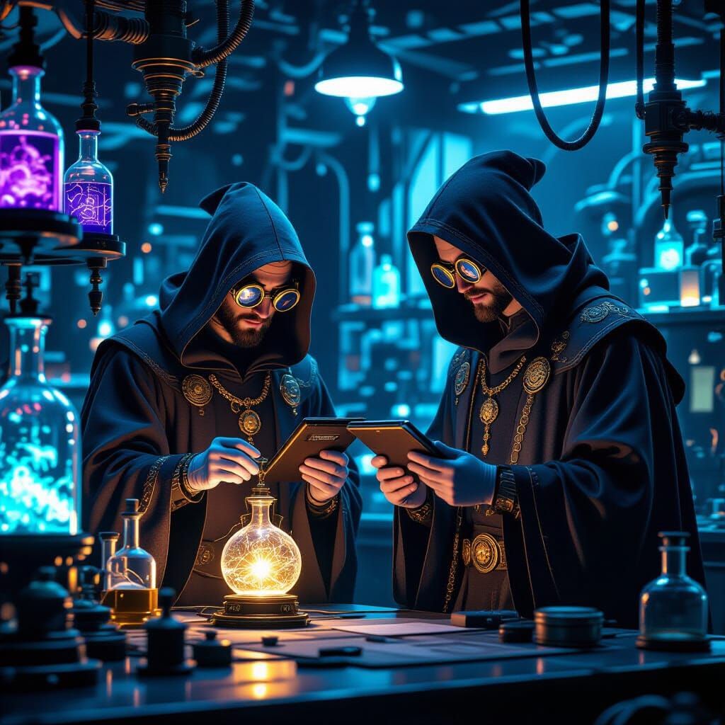 Steampunk Magic Wand Inspection in Fantastical Lab