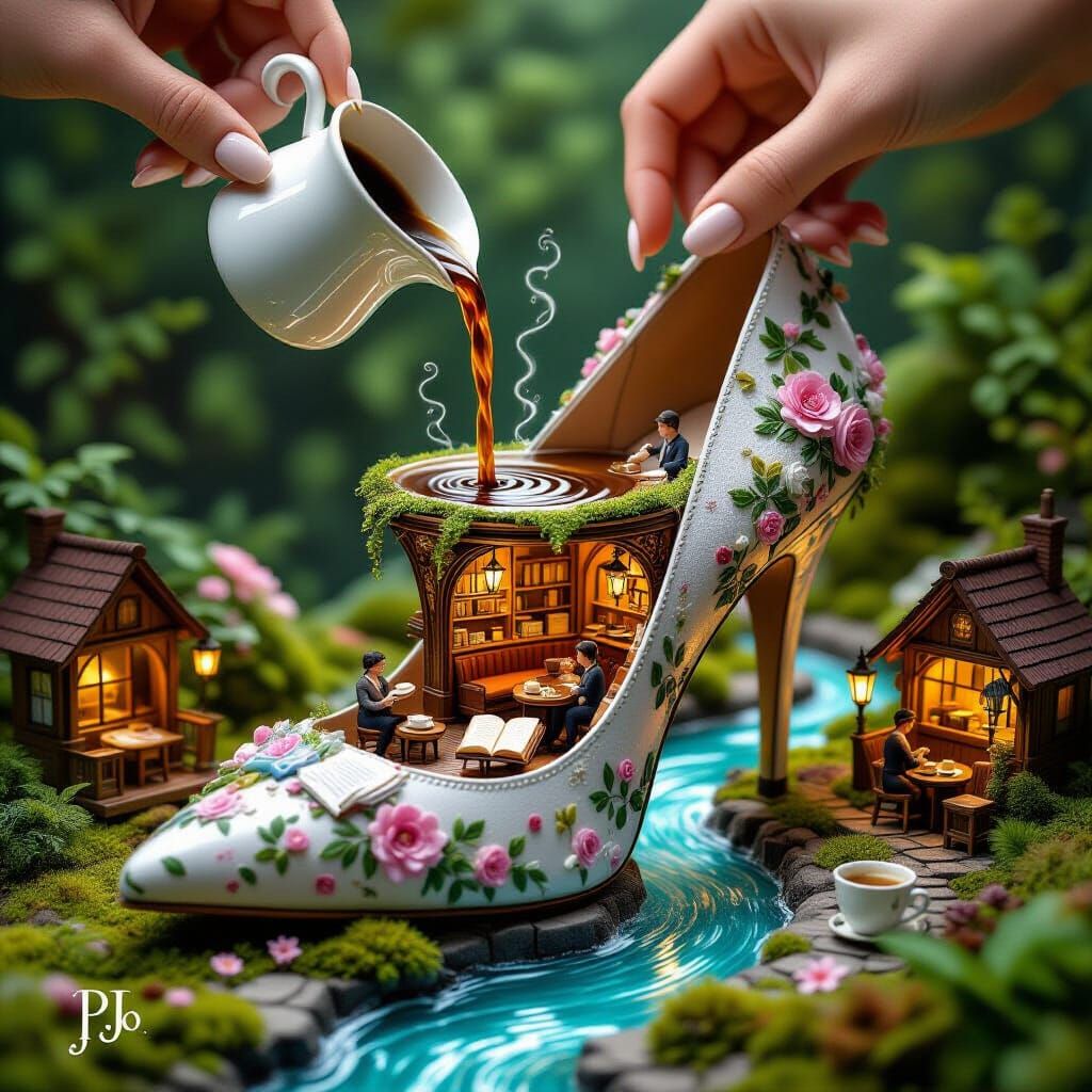Whimsical High-Heeled Shoe Café in Fantasy Style