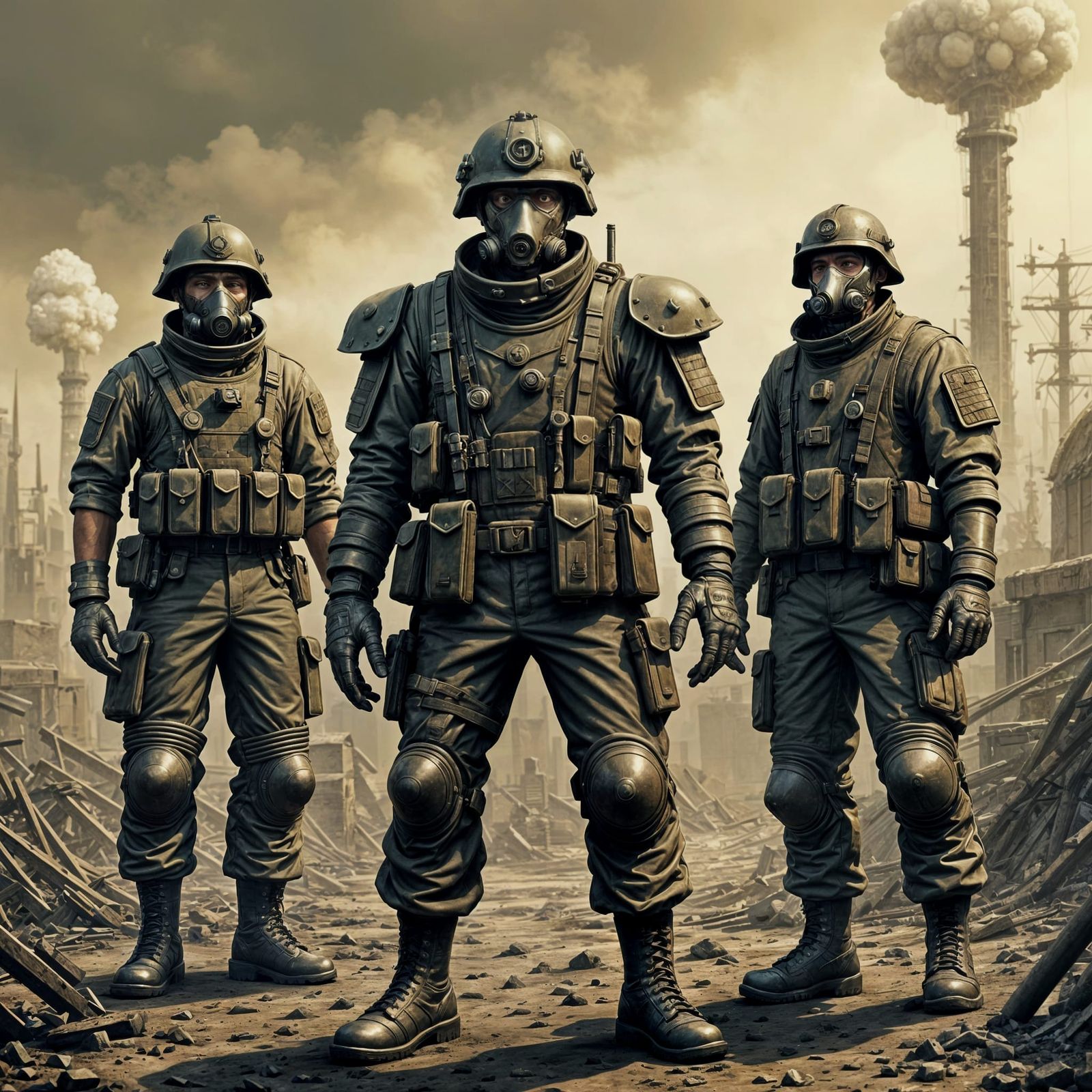 Warriors in Tattered Uniforms on a Post-Apocalyptic Battlefi...