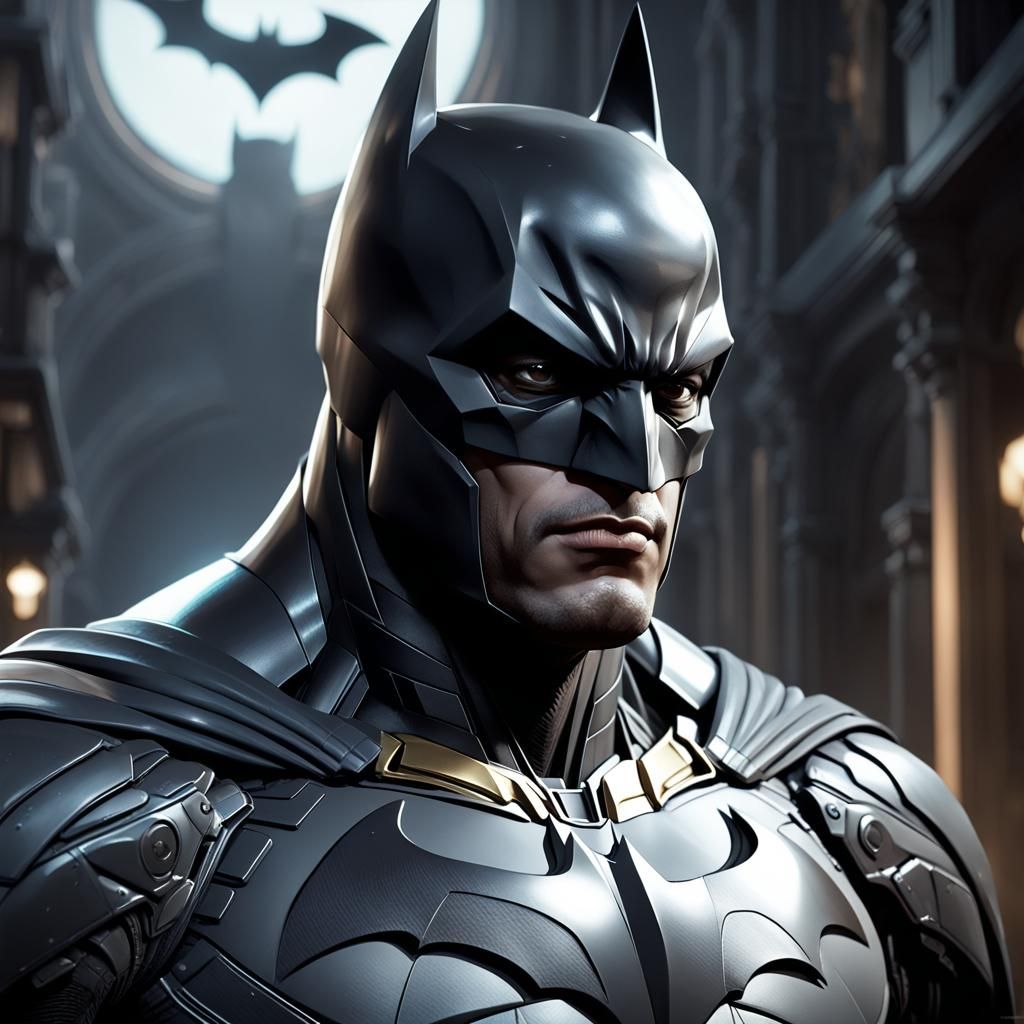 Black Batman Portrait in Hyperdetailed Style