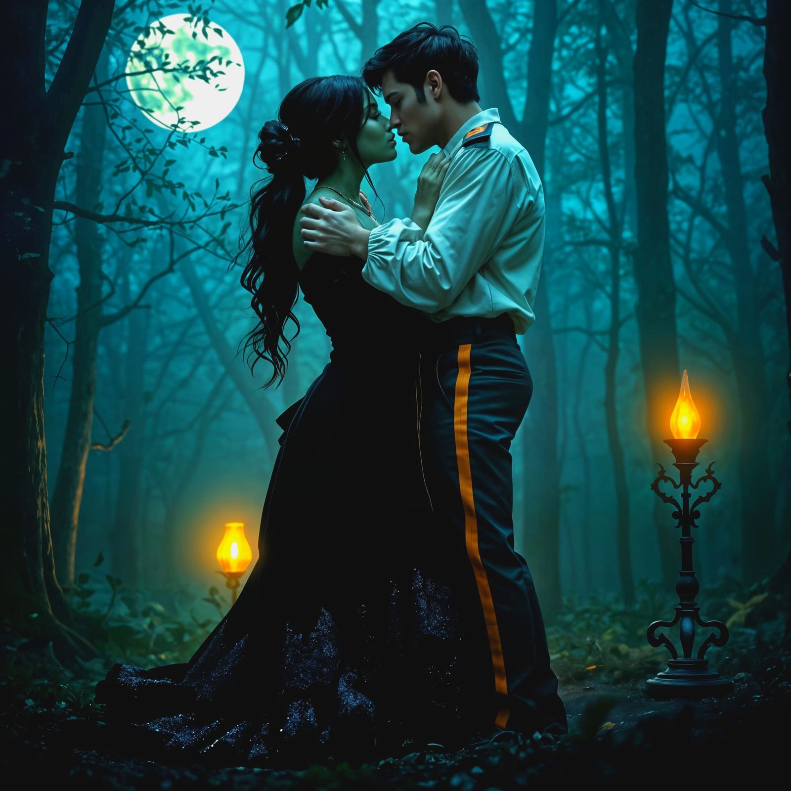 Midnight Goddess in Luminous Forest