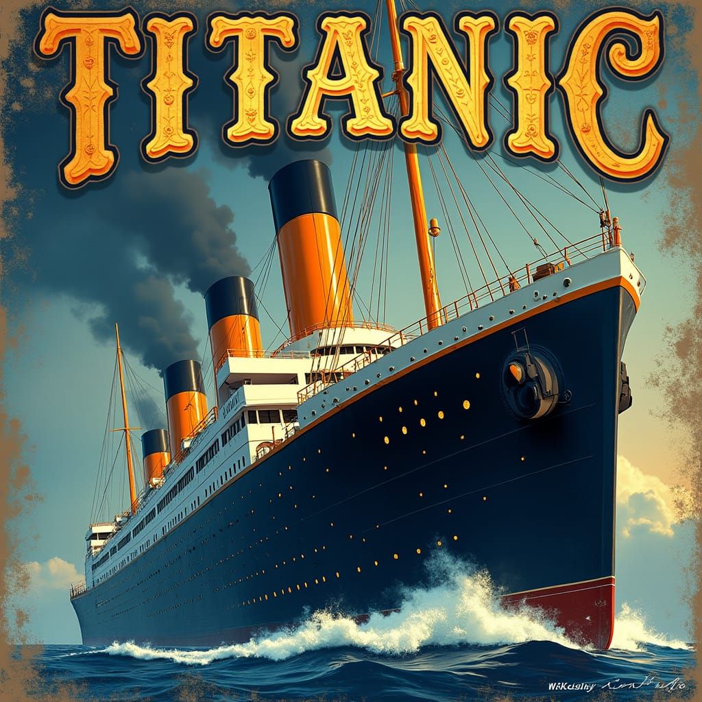 Vintage Titanic Poster in Matte-Painted Style