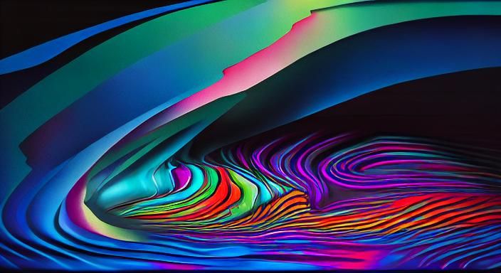 Kaleidoscopic Garden Riverscape in Surrealist Style