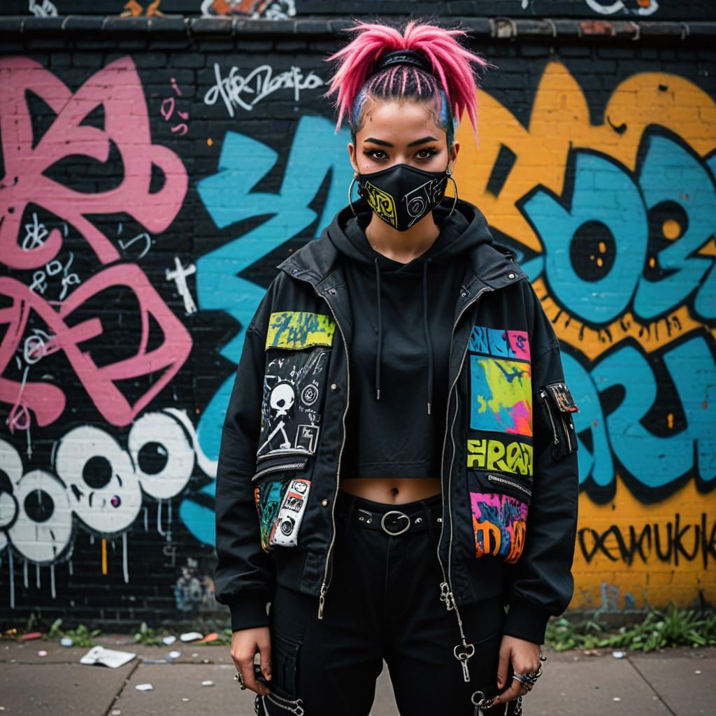 Cybergoth Street Artist in Urban Setting