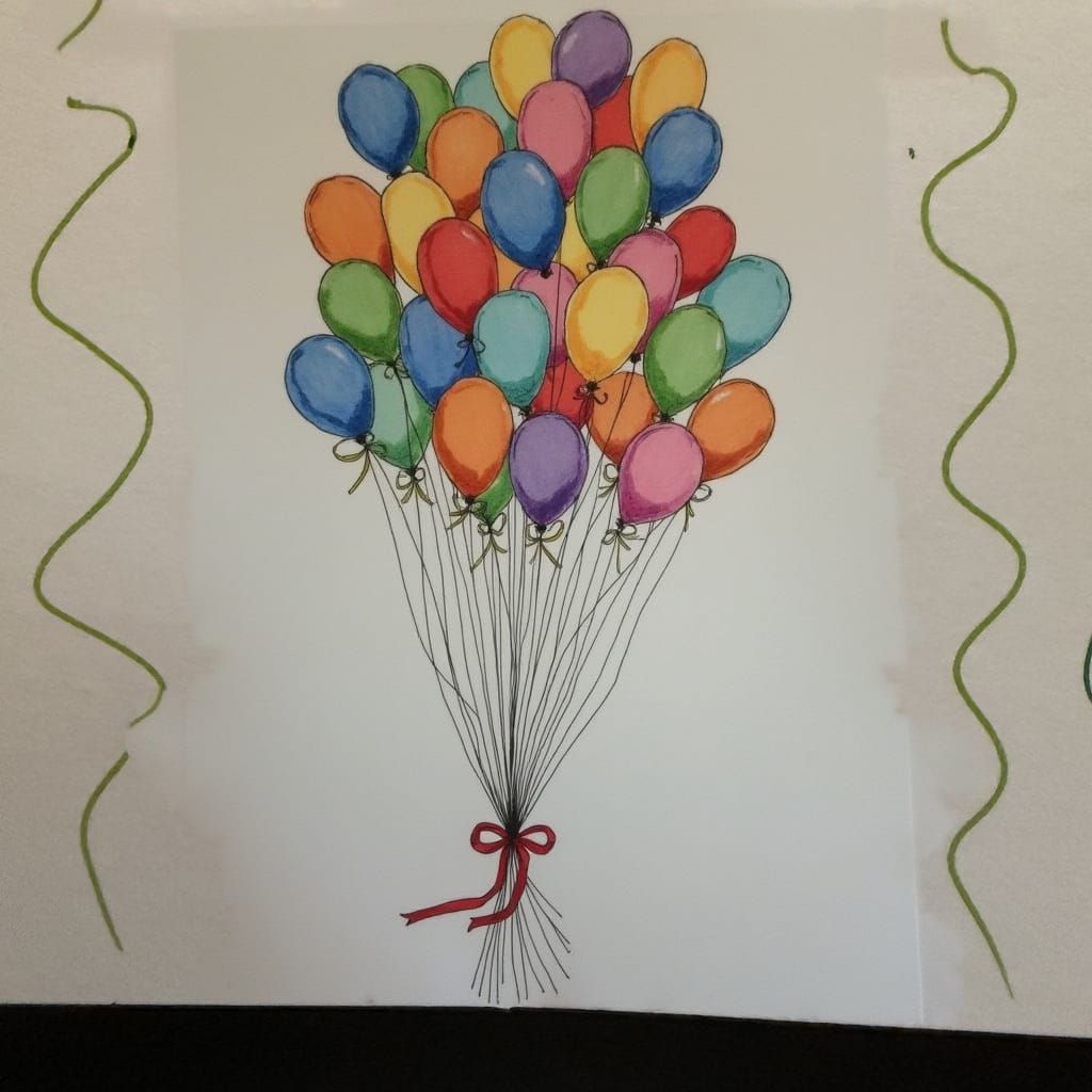 Pastel Birthday Balloons in Whimsical Style