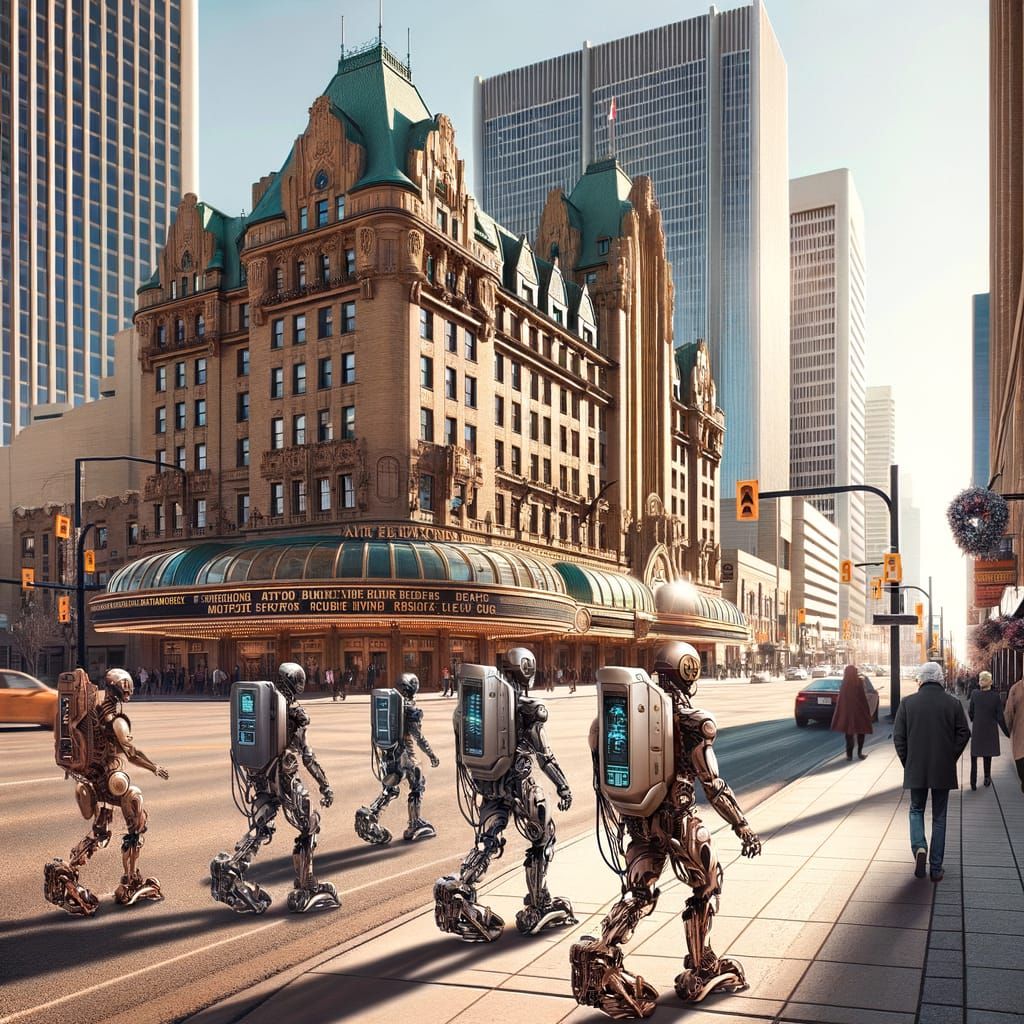 Futuristic Edmonton: Art Deco Exoskeletons in 2088