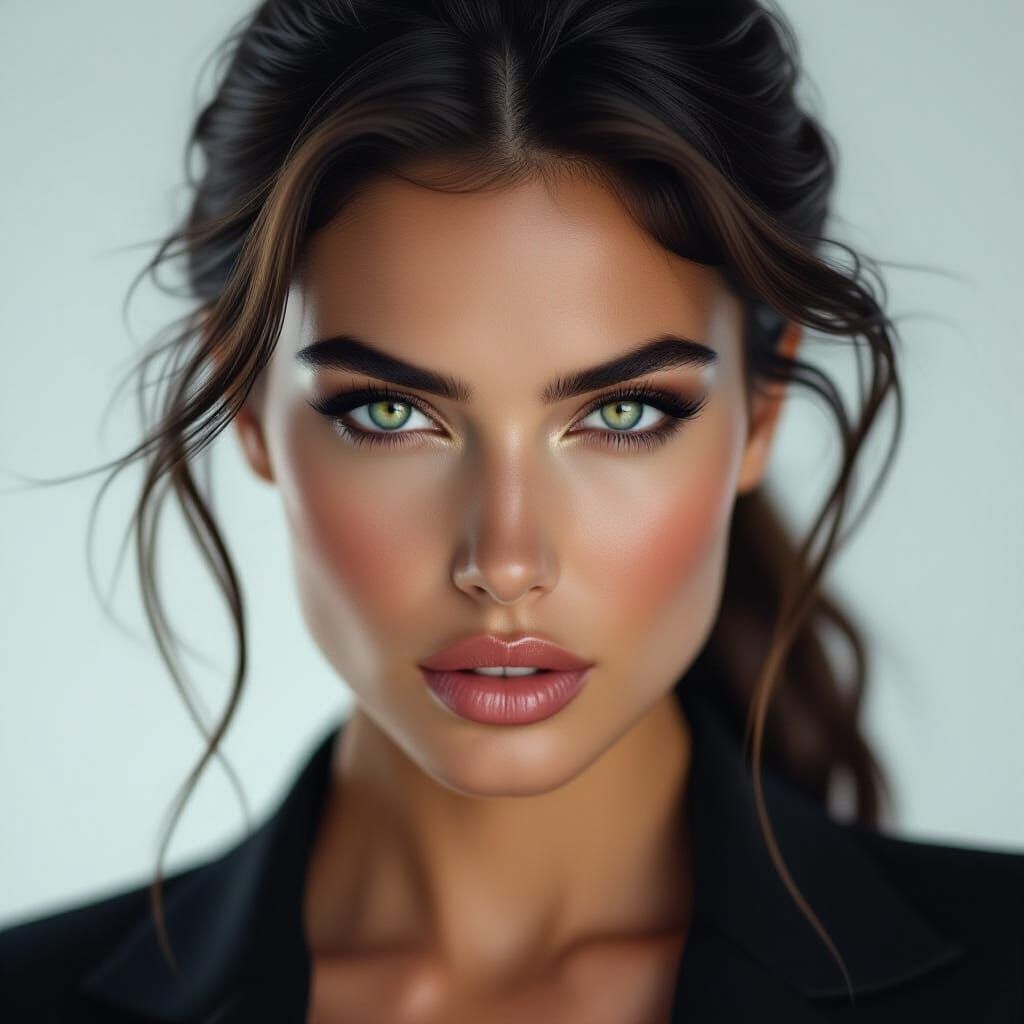 Dangerous Woman with Piercing Eyes in Dramatic Light