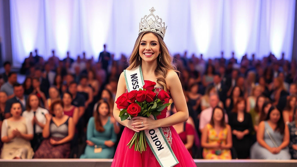 Beauty Queen Receives Award On Stage