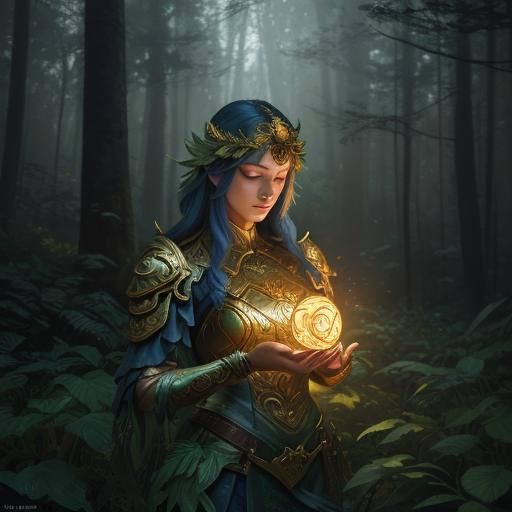 Hera in the Woods: Art Nouveau Fantasy Portrait