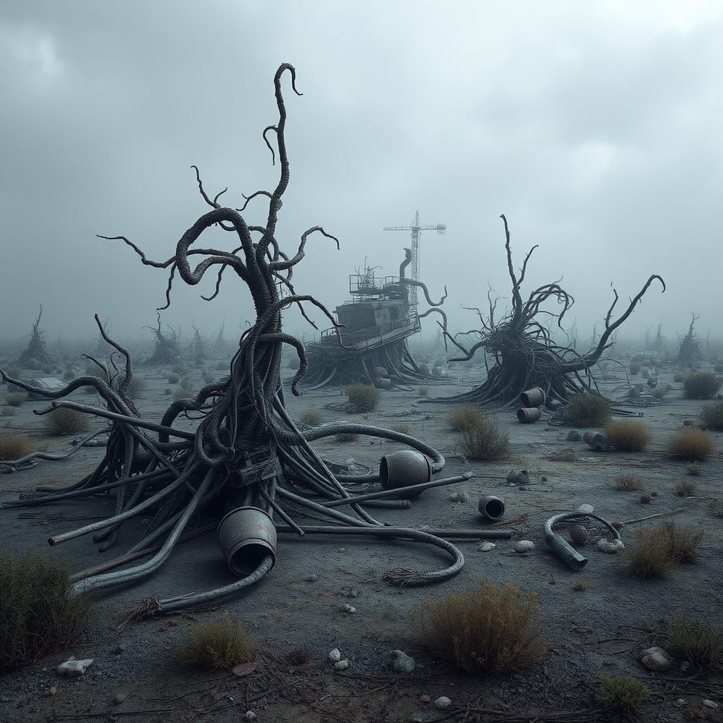 Surreal Wasteland Landscape in Surrealist Style