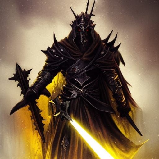 Evil Black Knight with Glowing Eyes