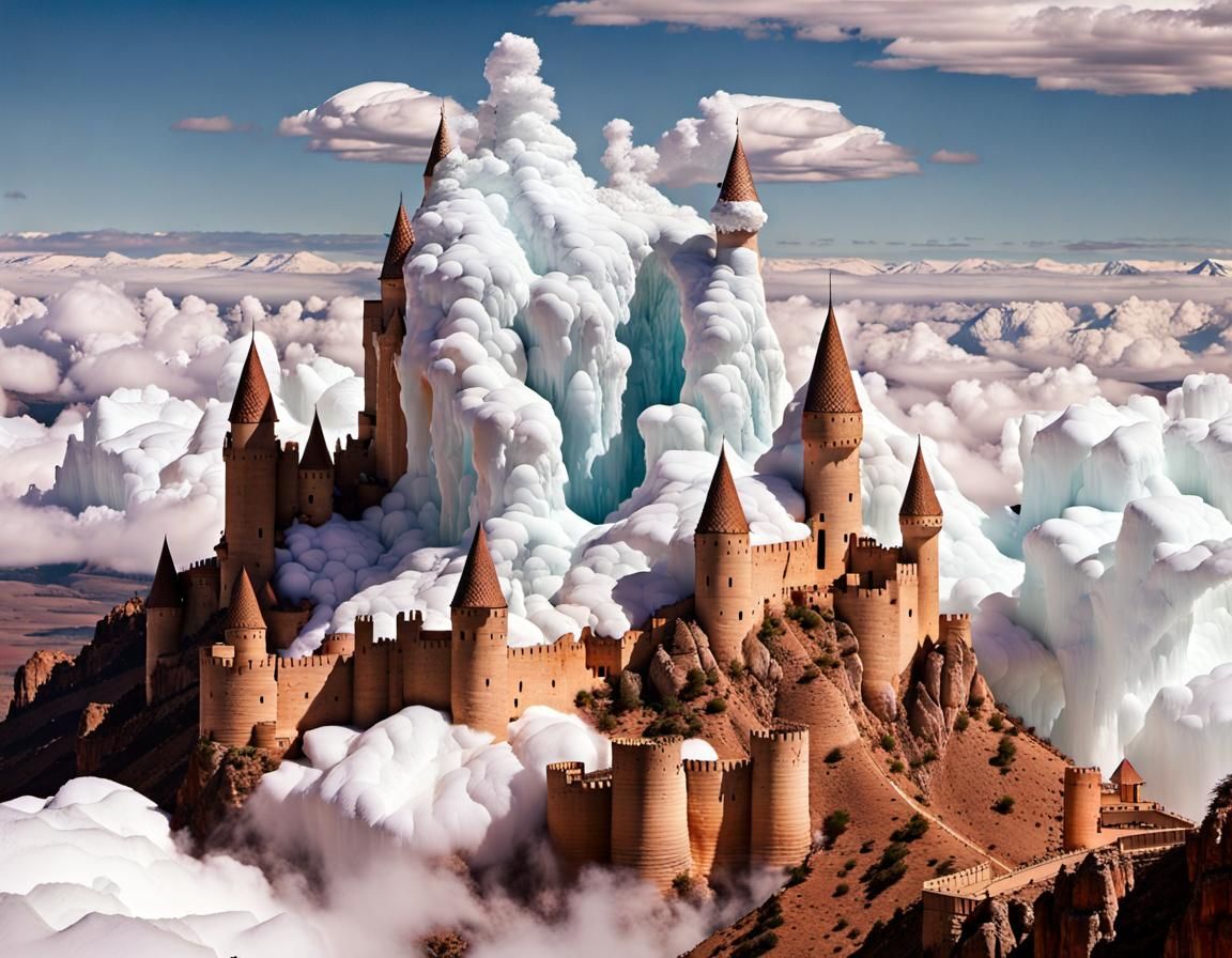 Dreamlike Cloudscape of Angel Hair and Ice Cream Castles