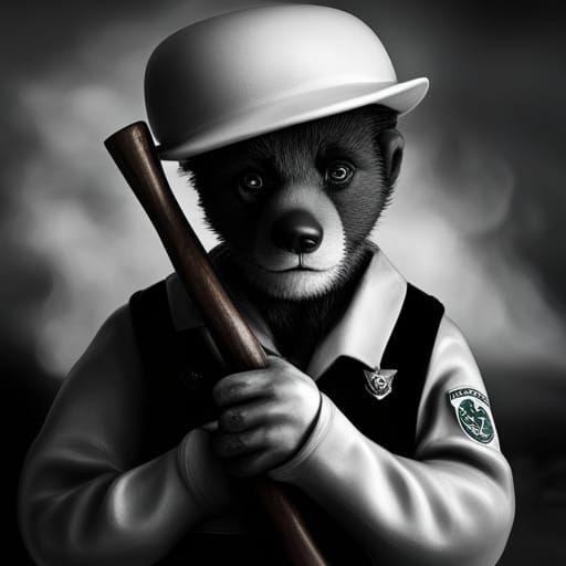 Sinister Noir Bear Doll in Park Ranger Uniform