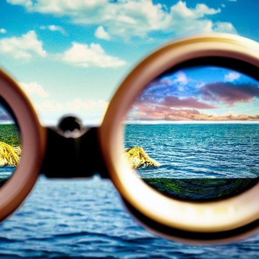 Pov binoculars viewing ocean