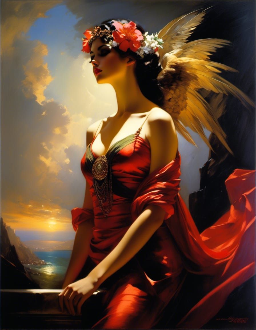 Angelic Figure in Classical Painting Style