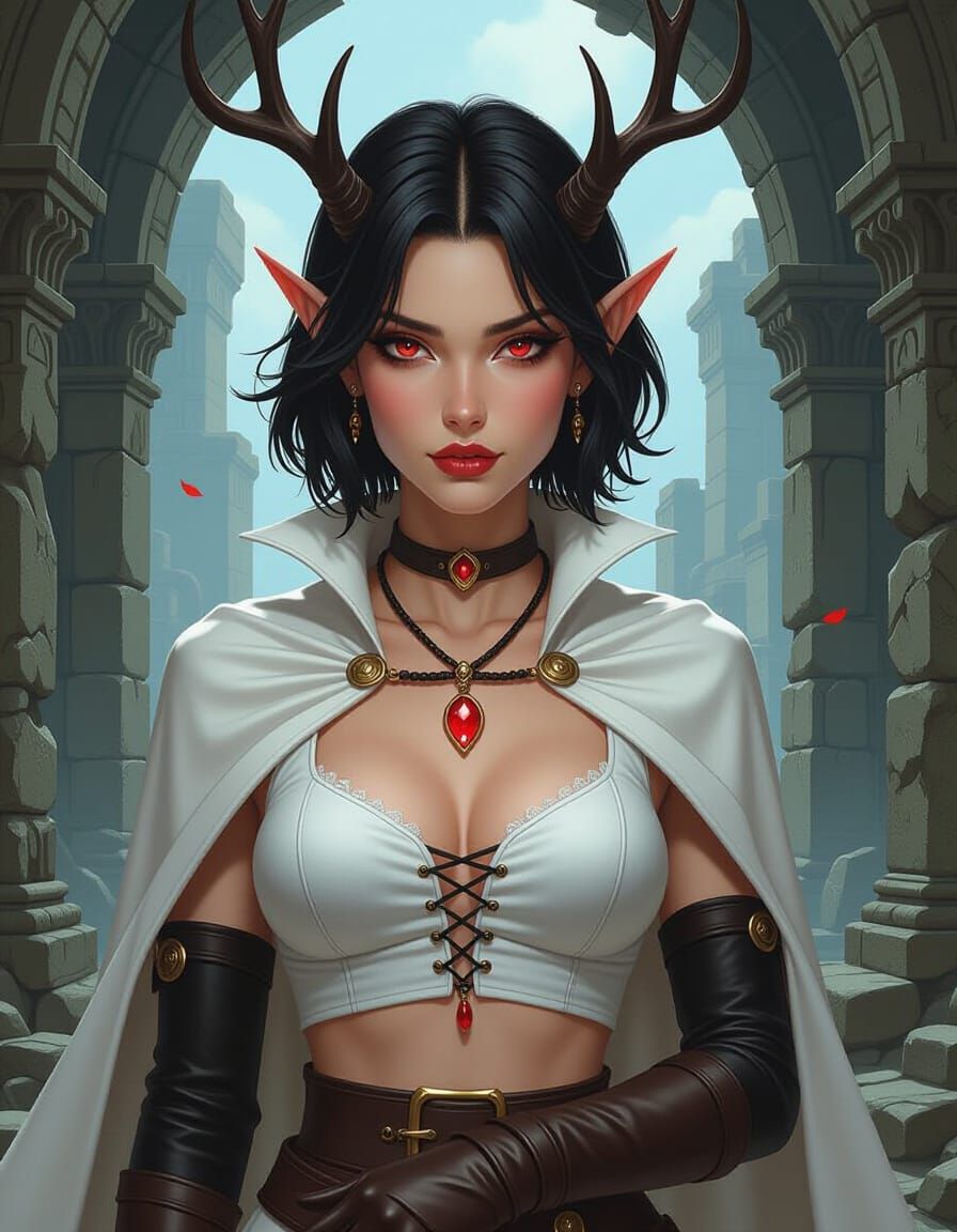 Dark Fantasy Elf Portrait with Enchanted Portal