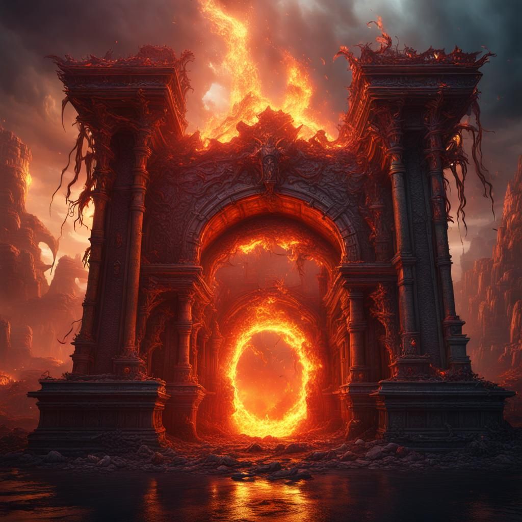 Fiery Wormhole Portal: Fantasy Concept Art