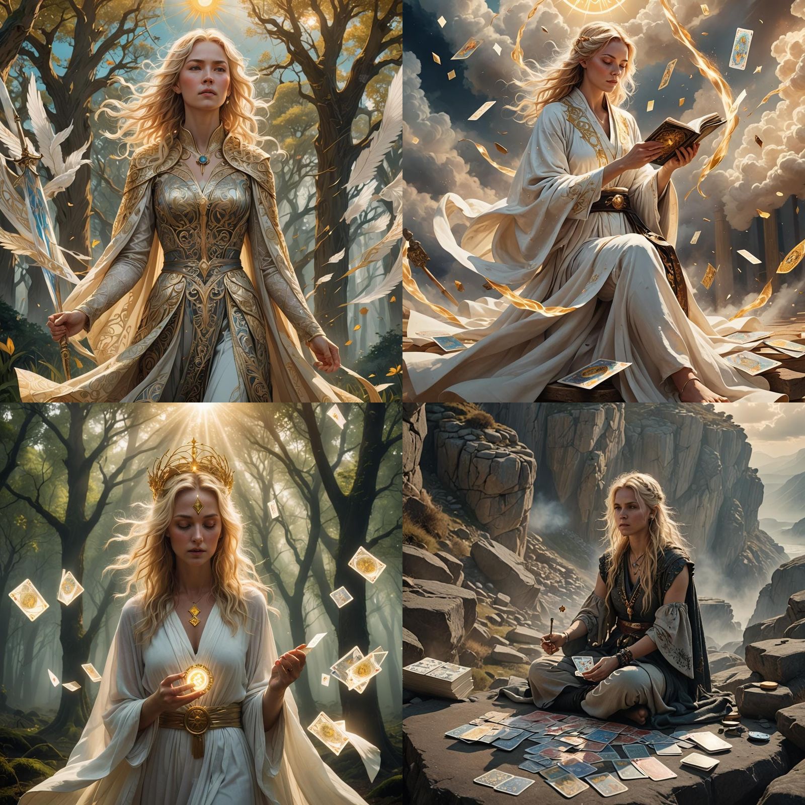 Hyperrealistic Tarot Reader in the Wind