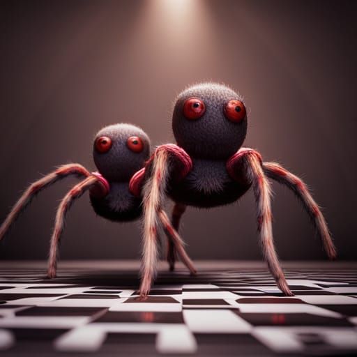 Spiders Waltzing in Vienna Ballroom: Detailed Digital Art
