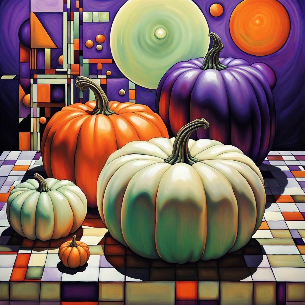 Haunting Pumpkins in Abstract Geometric Style