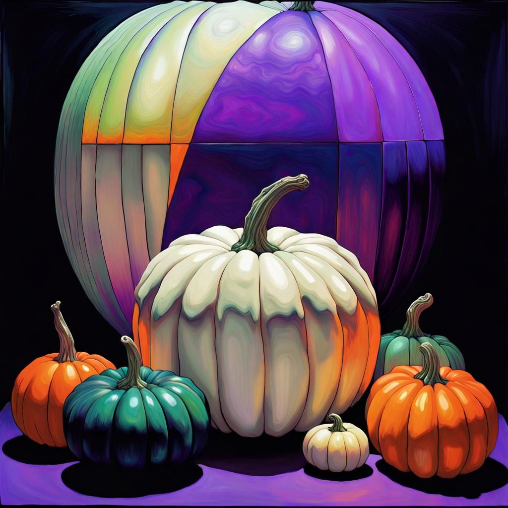Pumpkins in Candlelight: Geometric Abstract Art