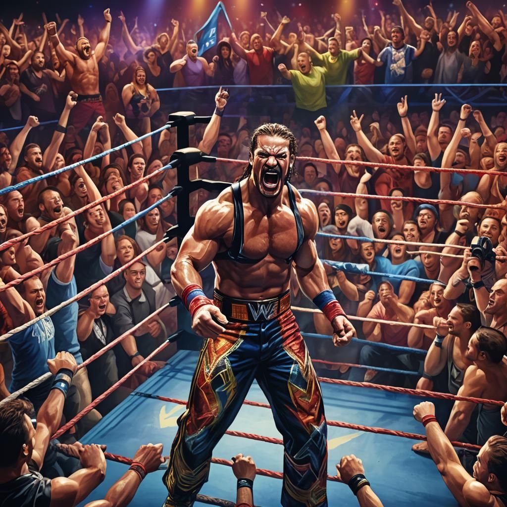 WWE Wrestler in Action: Hyperrealistic Concept Art