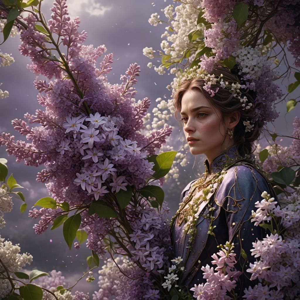 Floral Still Life with Lilac and Honeysuckle