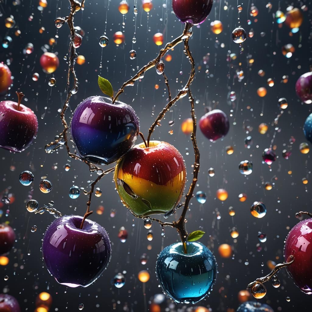 Rainbow Glass Apple: Macro Photography in Vibrant Color