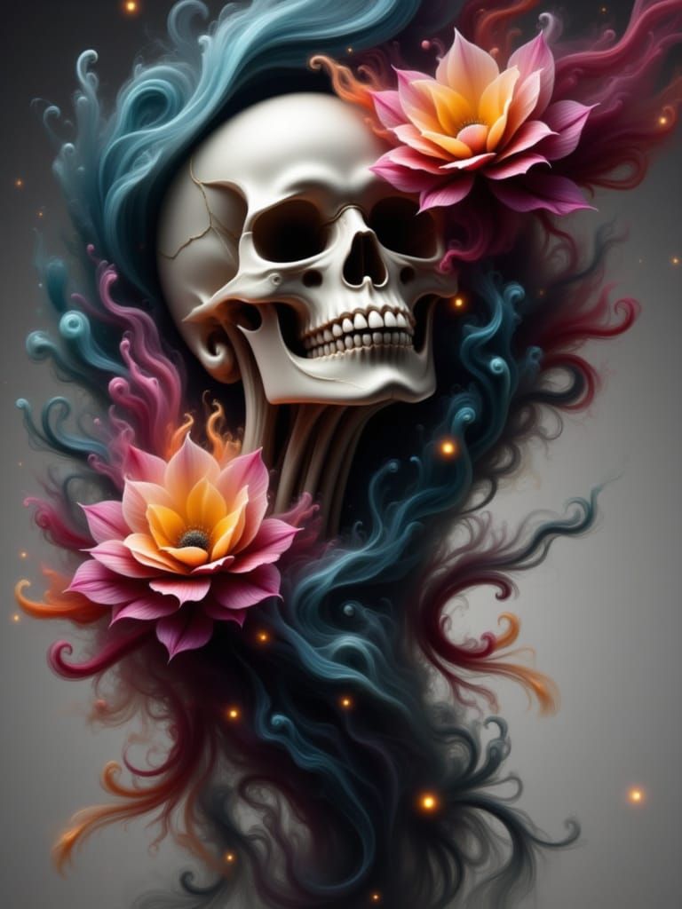 Skull With Flowers