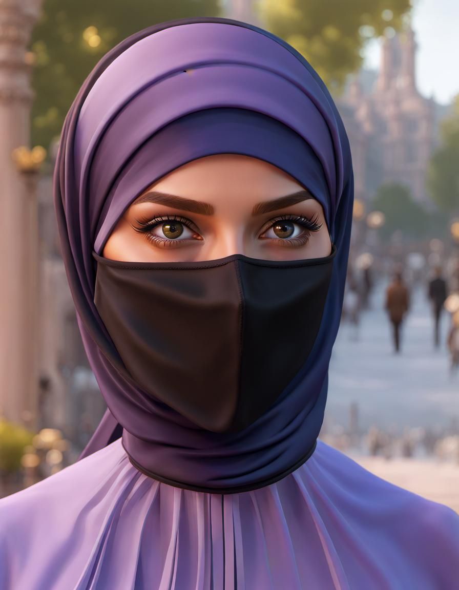 Hijab-Wearing Woman in Patterned Dress: Artgerm Style