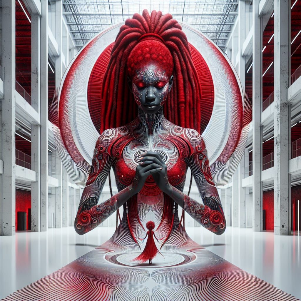 Afrofuturist Goddess in Red: Concept Art